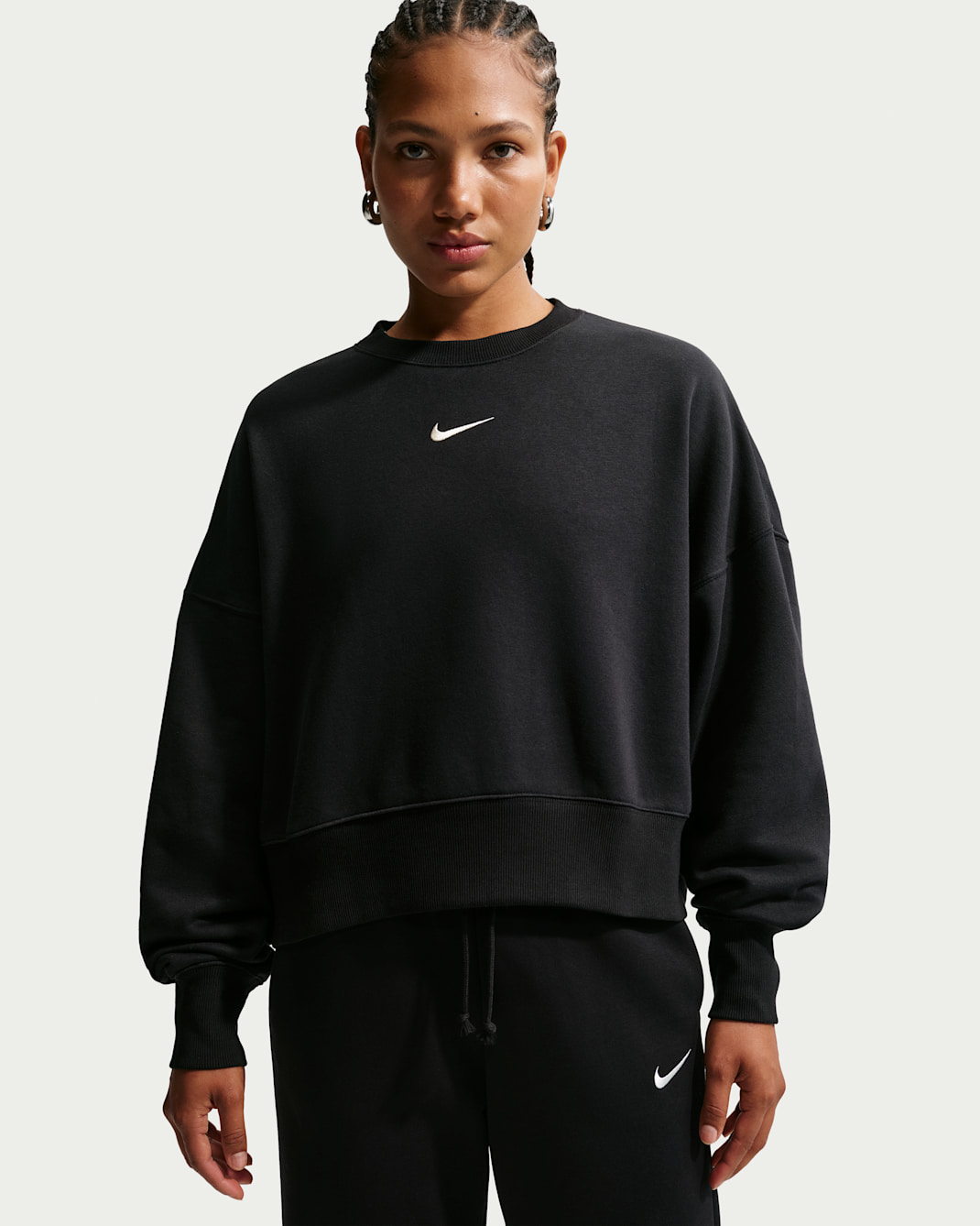 Nike Sportswear Phoenix Fleece Women's Over-Oversized Crew-Neck Sweatshirt - Black/Sail