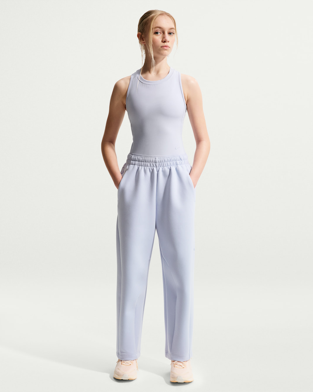 Nike MAVN Girls' High-Rise Therma-FIT Knit Pants - Ghost/Black/Ghost