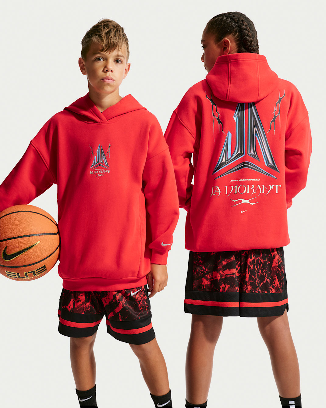 Ja Older Kids' Club Fleece Oversized Hoodie - University Red/Black