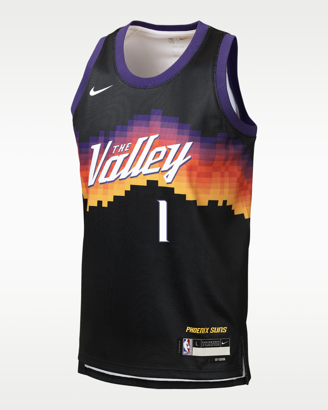 Jersey Nike de la NBA Swingman para niños talla grande Devin Booker Phoenix Suns City Edition - Negro