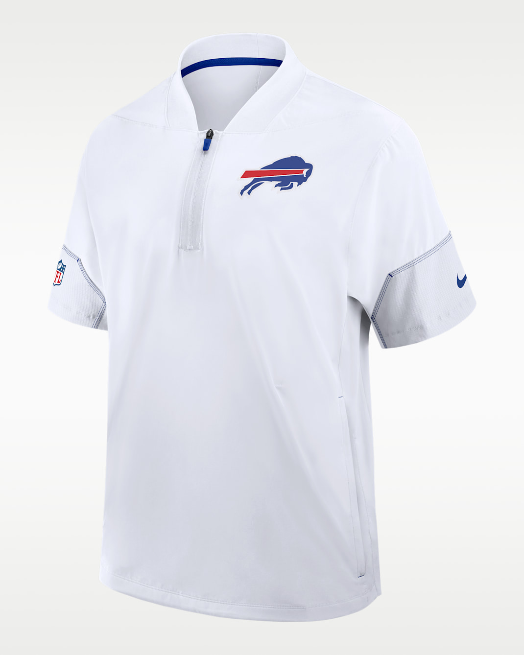 Buffalo Bills Sideline Coach Men's Nike NFL 1/2-Zip Short-Sleeve Hooded Jacket - White