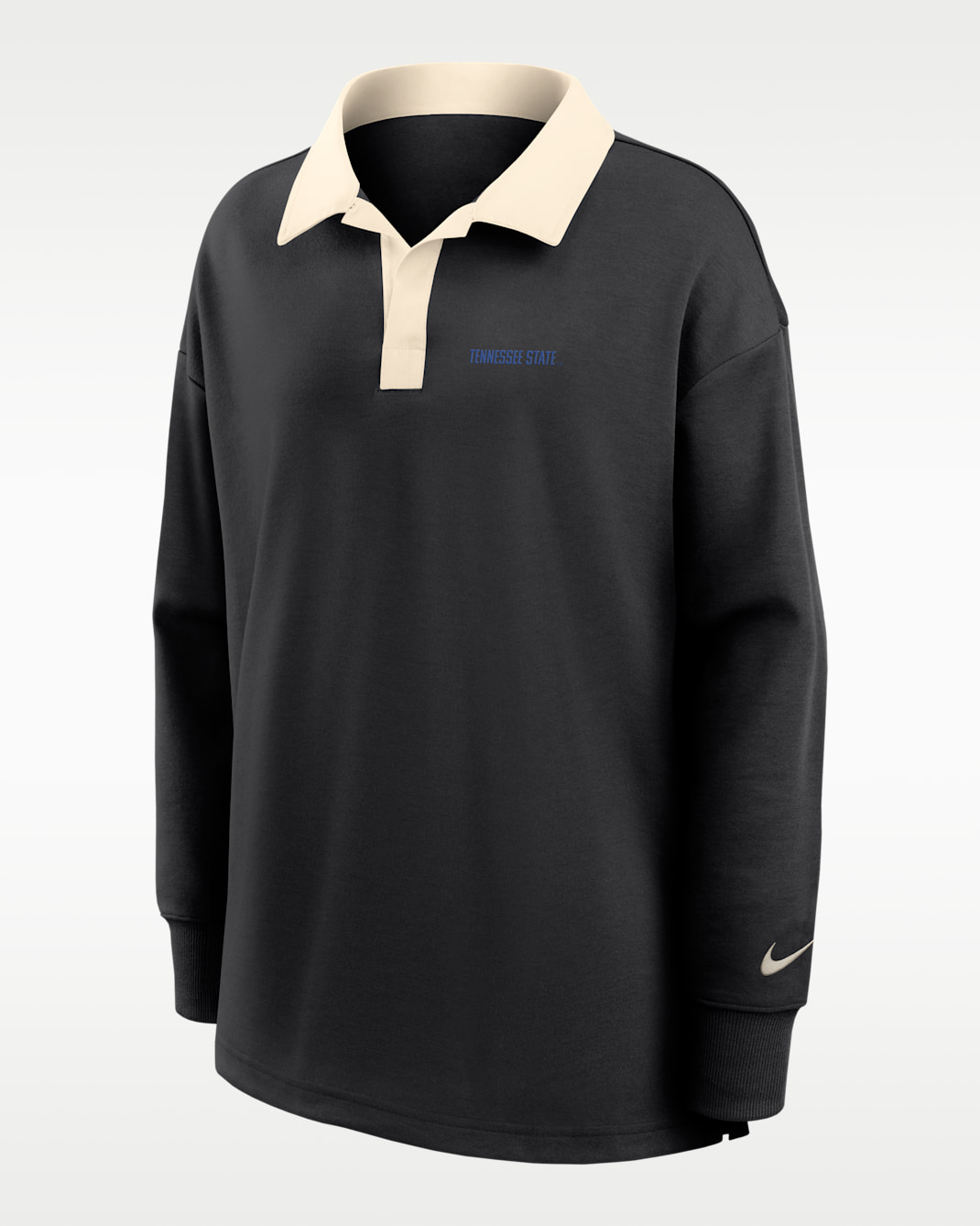 Polo Dri-FIT oversized para mujer Nike College (Tennessee State University) - Negro/Natural