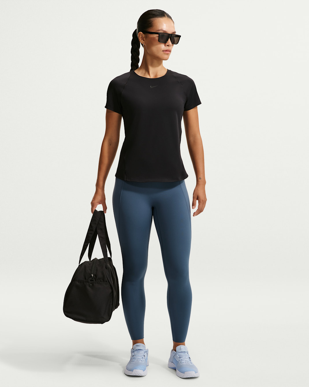 Nike Universa Women's High-Waisted Full-Length Leggings with No Front Seam - New Slate/New Slate/Midnight Navy