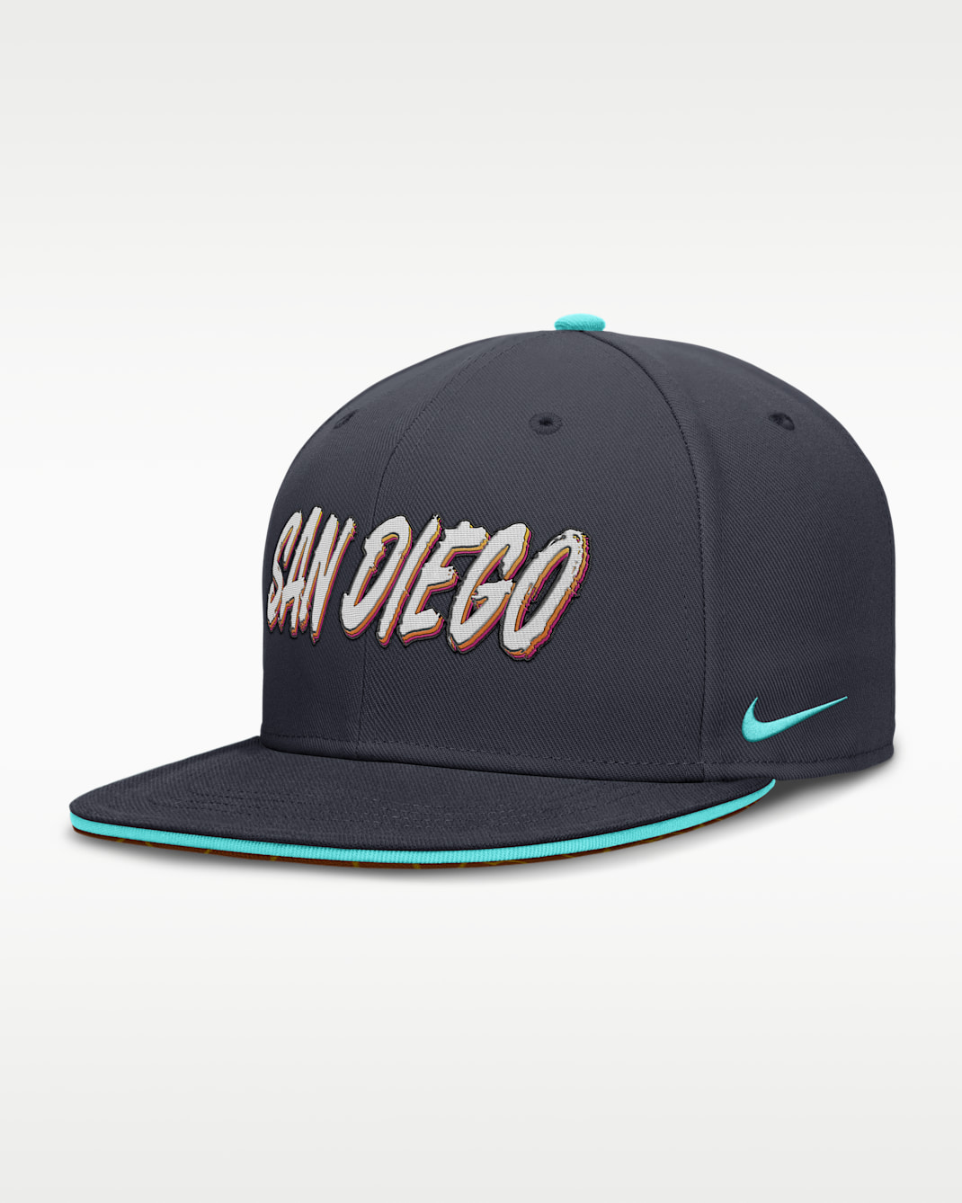 San Diego Padres City Connect True Men's Nike Dri-FIT MLB Fitted Hat - Midnight Navy/Aqua
