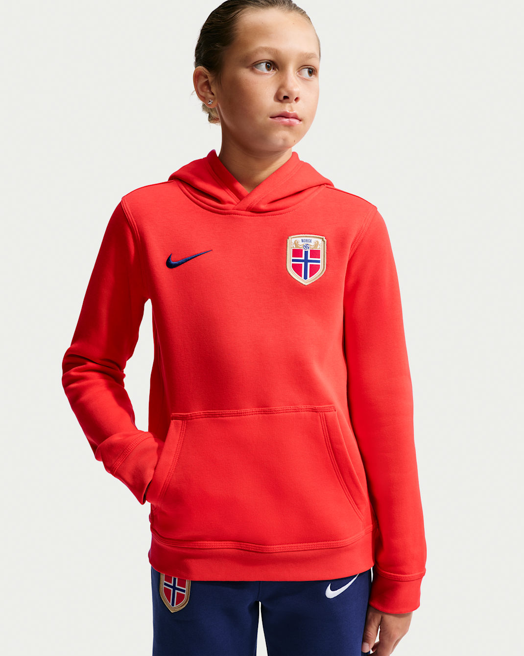 Norway Club Big Kids' (Boys') Nike Soccer Pullover Hoodie - Chile Red/Blue Void