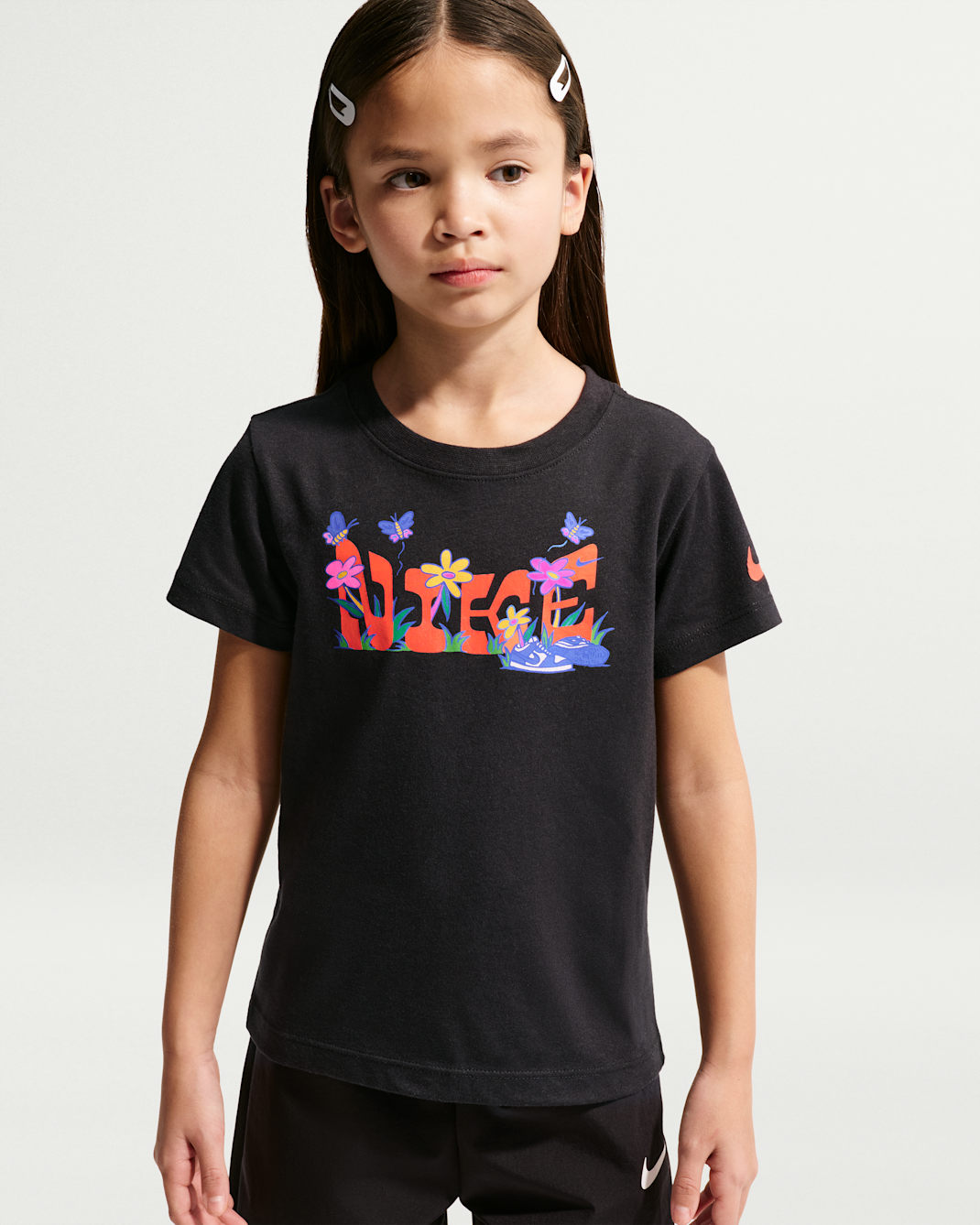 Nike Little Kids' Floral Jersey T-Shirt - Black