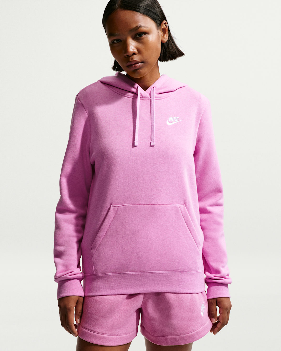 Sudadera con gorro sin cierre para mujer Nike Sportswear Club Fleece - Magenta claro/Jaspeado/Blanco