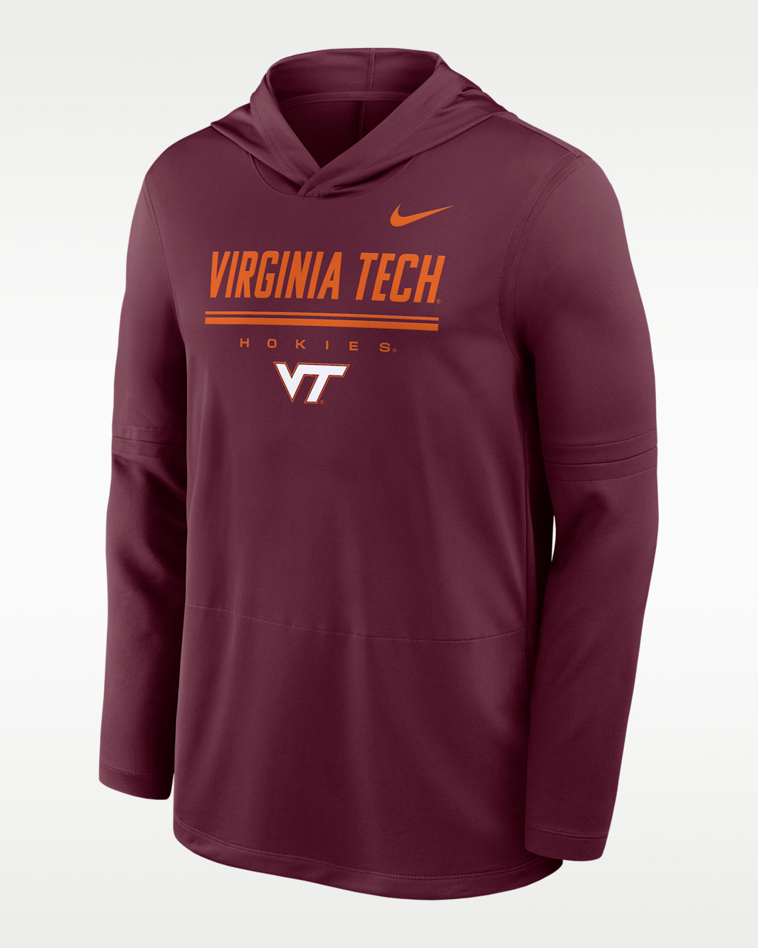 Nike College (Virginia Tech) Men's Dri-FIT Lightweight Hoodie - Deep Maroon