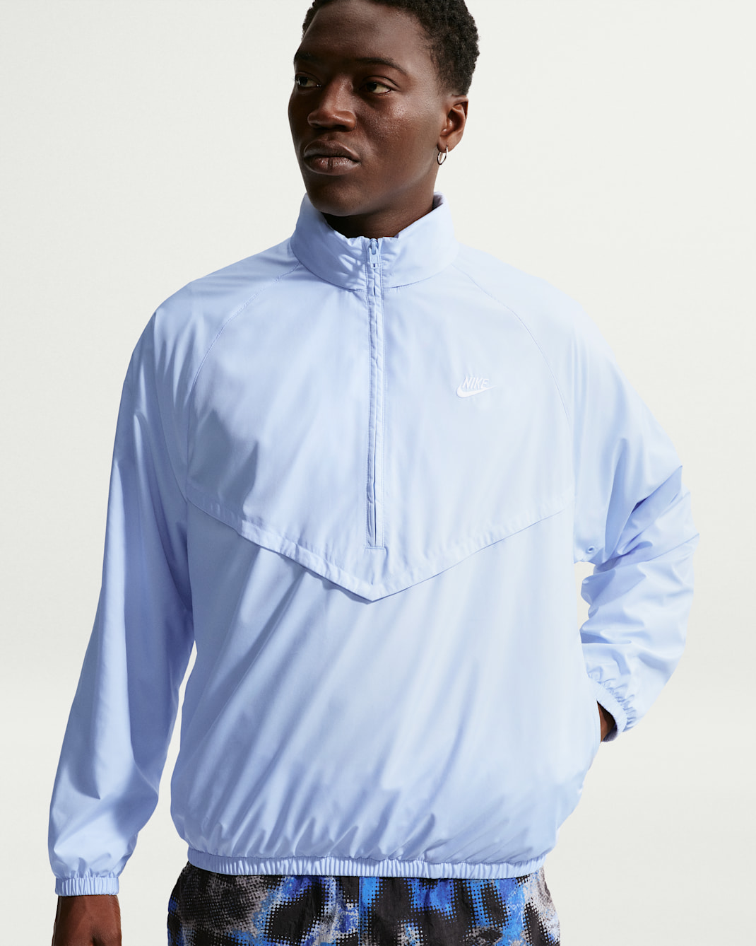 Nike Windrunner Men's Lightweight Half-Zip Jacket - Hydrogen Blue/White