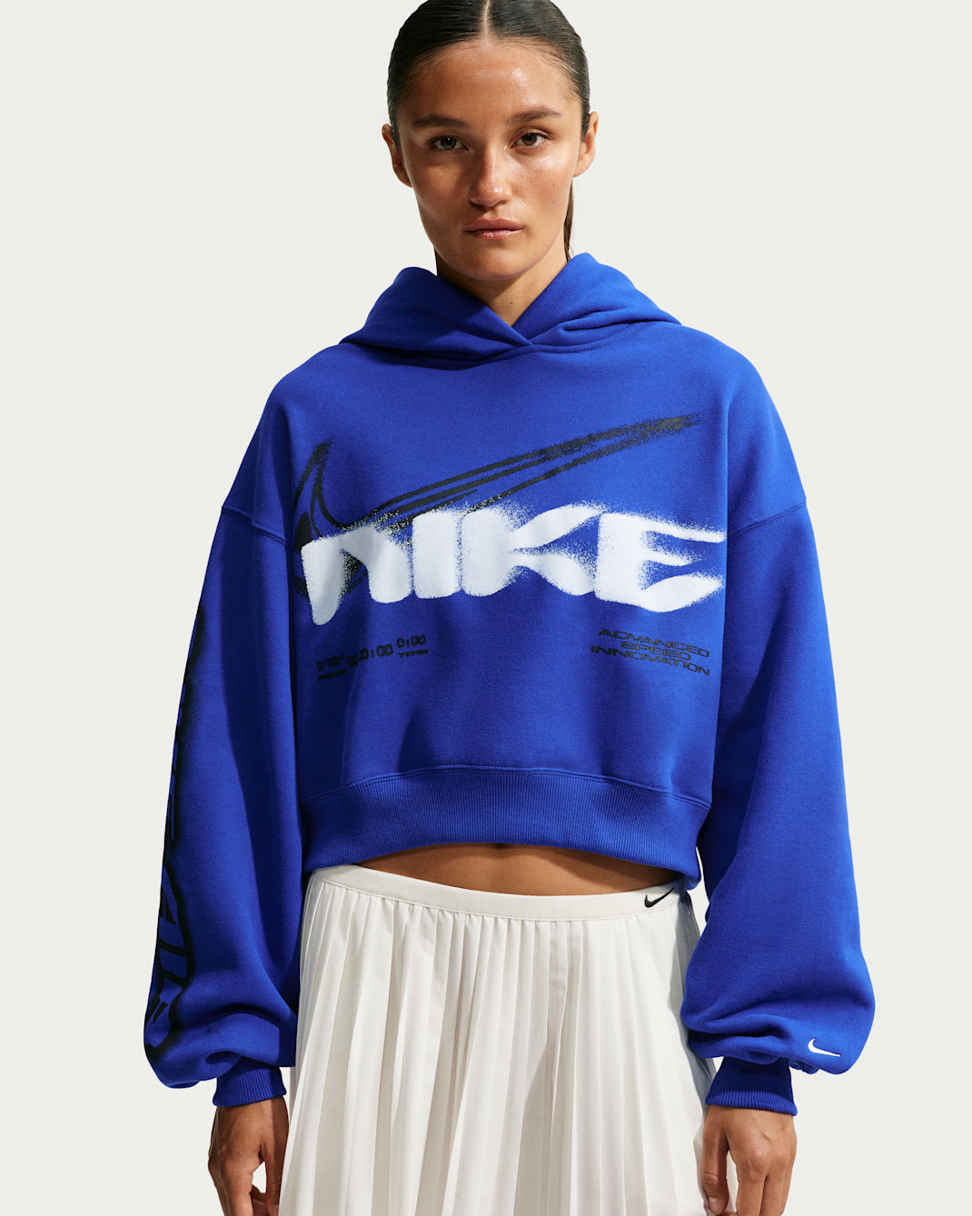 Nike Studio Fleece Women's Cropped Oversized Pullover Hoodie - Old Royal/Sail