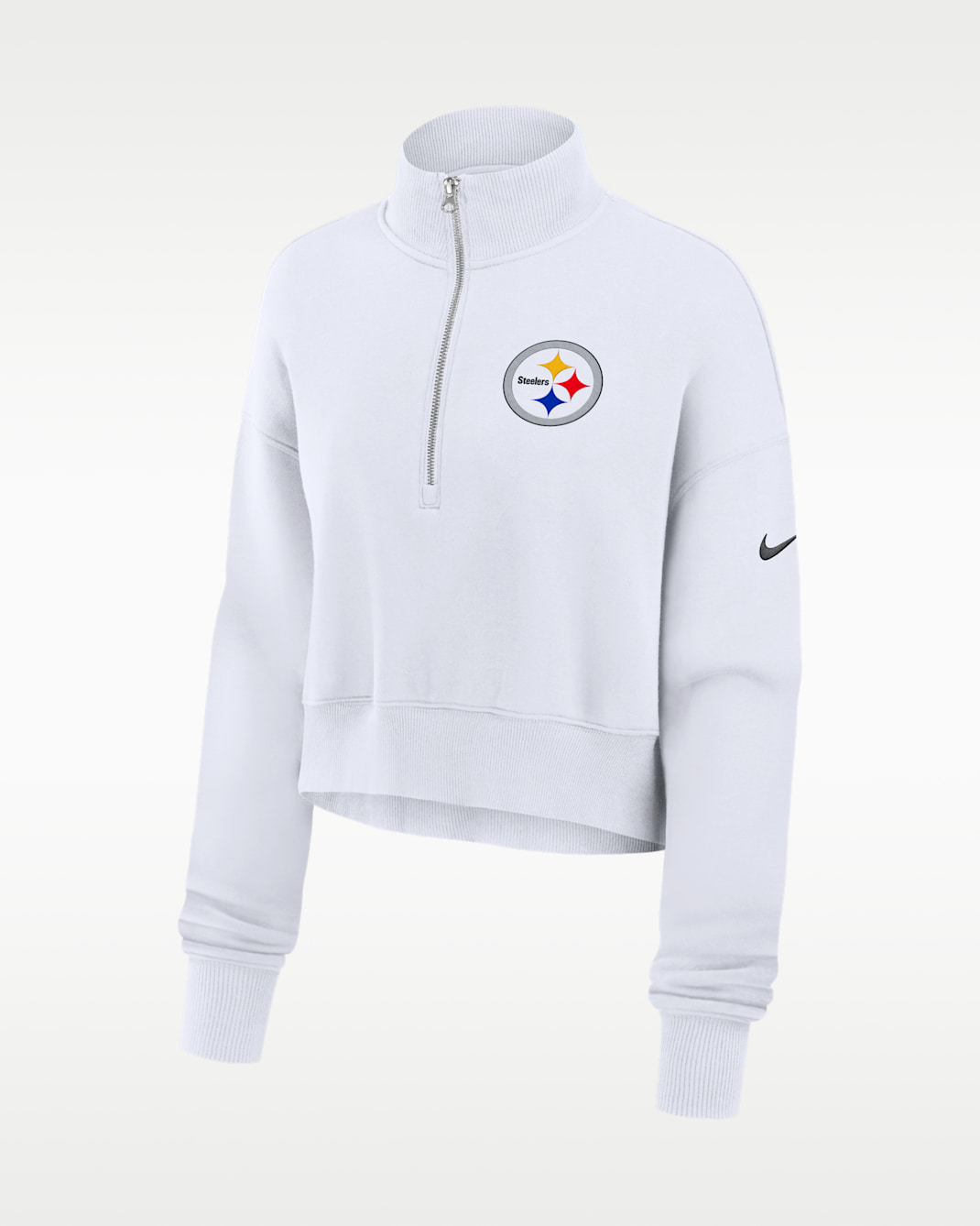 Pittsburgh Steelers Primetime Phoenix Women's Nike NFL Oversized Cropped 1/4-Zip Crew - White