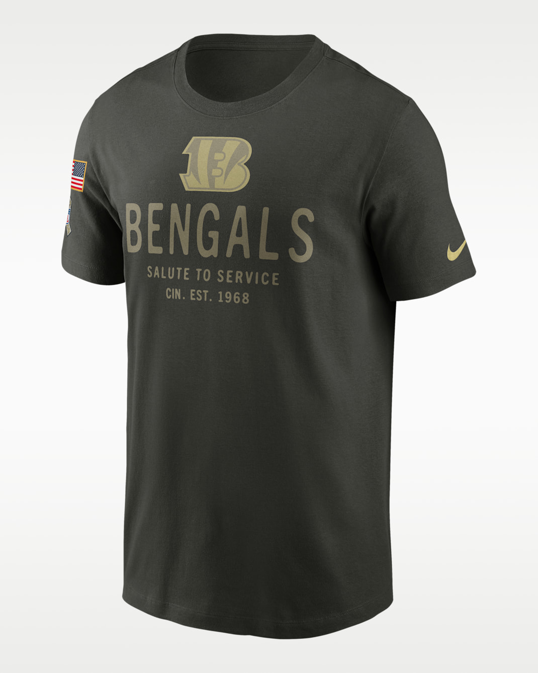 Cincinnati Bengals Salute to Service Sideline Primary Edge Men's Nike Dri-FIT NFL T-Shirt - Forest Green