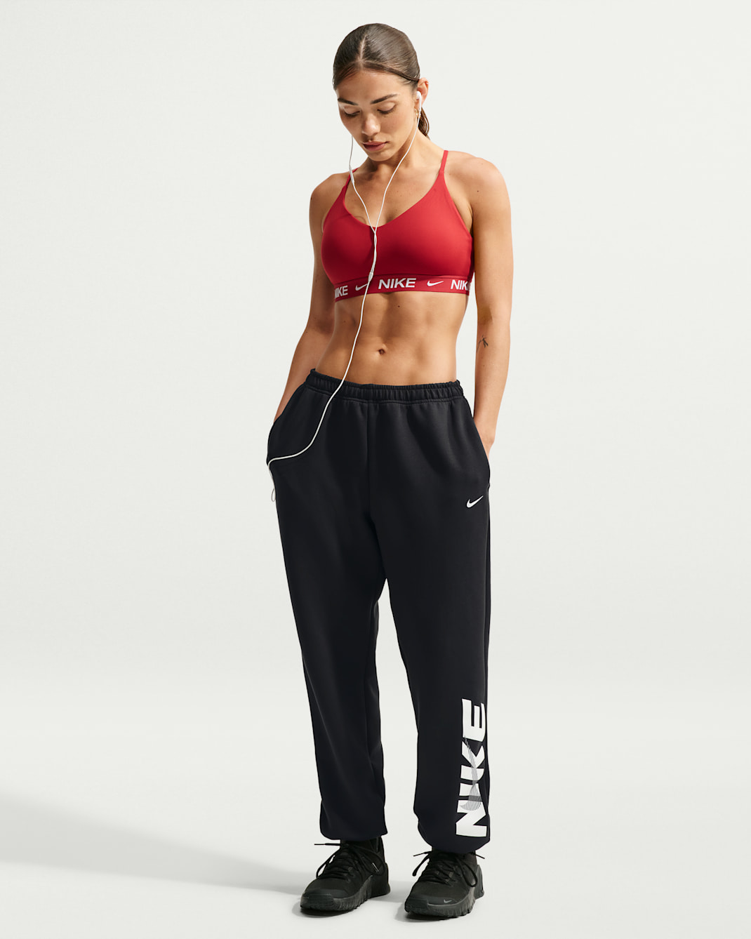Nike One Women's Dri-FIT Pants - Black/University Red/White
