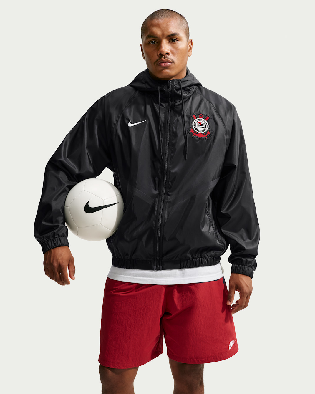Chamarra Anthem de futbol Nike Dri-FIT del S.C. Corinthians local para hombre - Negro/Vela