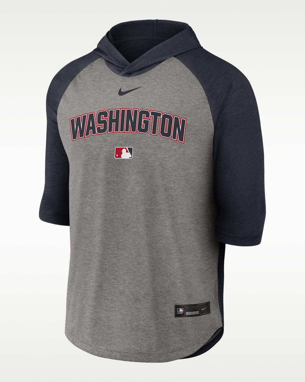 Washington Nationals Authentic Collection Flux Men's Nike Dri-FIT MLB 3/4-Sleeve Hooded T-Shirt - Navy