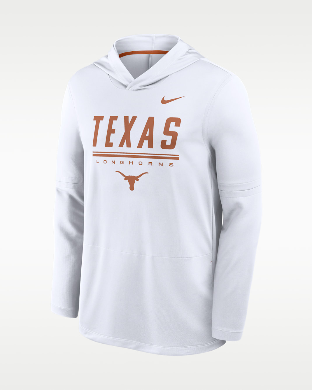 Texas Sideline Men's Nike Dri-FIT College Long-Sleeve Hooded Top - White/Desert Orange