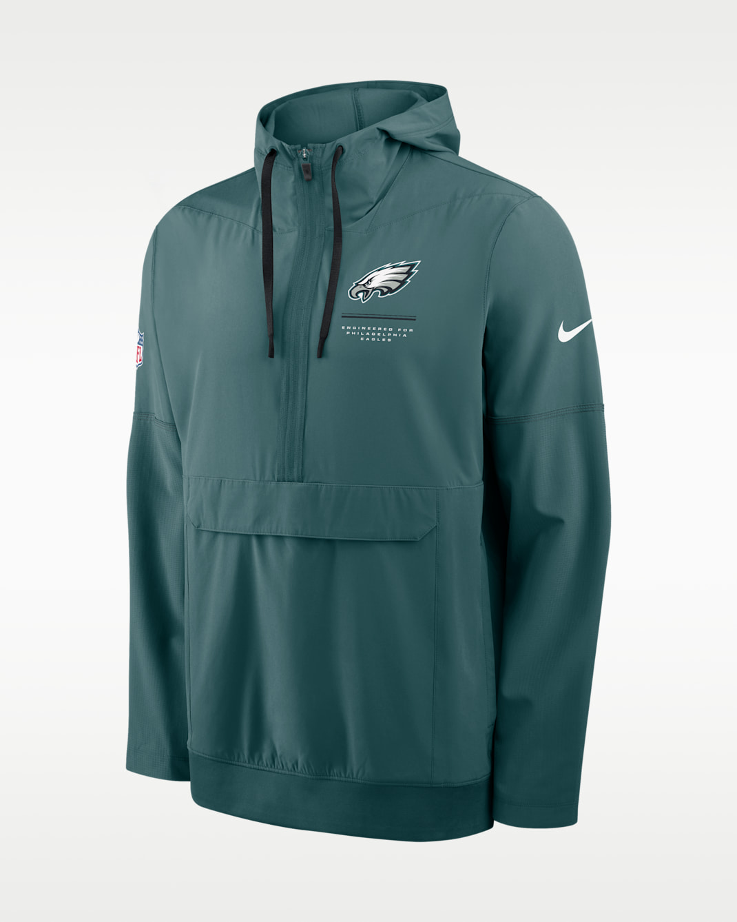 Chamarra Nike de la NFL de medio cierre con gorro para hombre Philadelphia Eagles Sideline Anorak - Azul verdoso