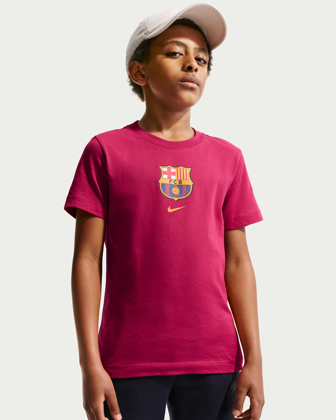 F.C. Barcelona Older Kids' Nike Football T-Shirt - Noble Red