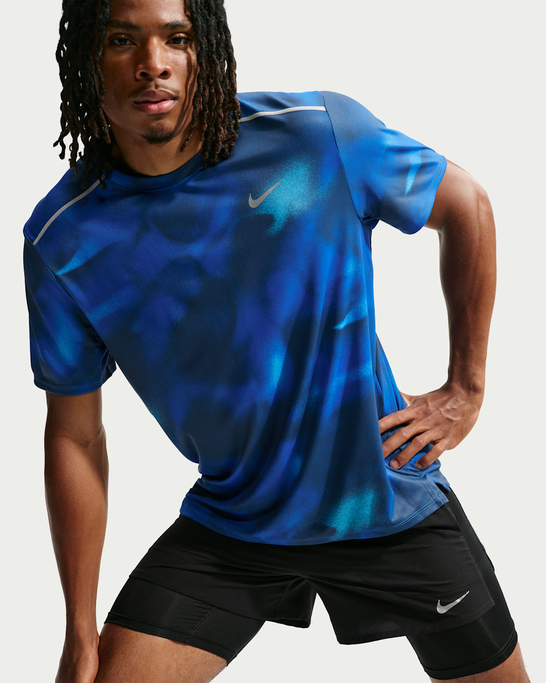 Nike Miler Dri-FIT kortermet løpeoverdel til herre - Midnight Navy