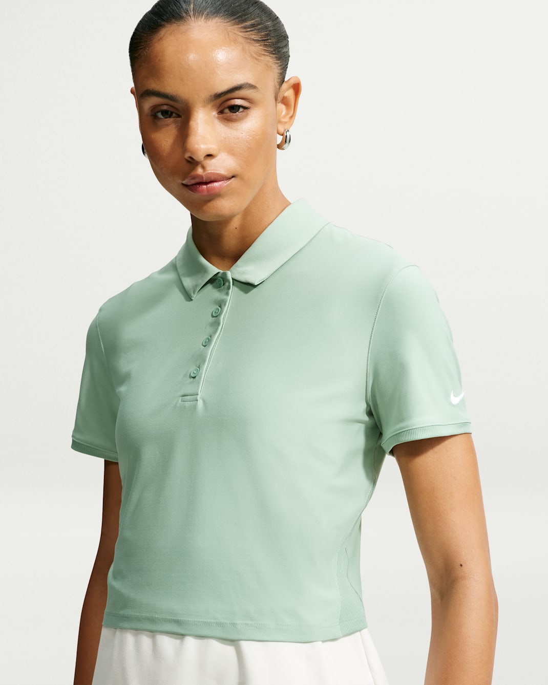 Nike Victory Women's Dri-FIT Short-Sleeve Cropped Golf Polo - Steam/White