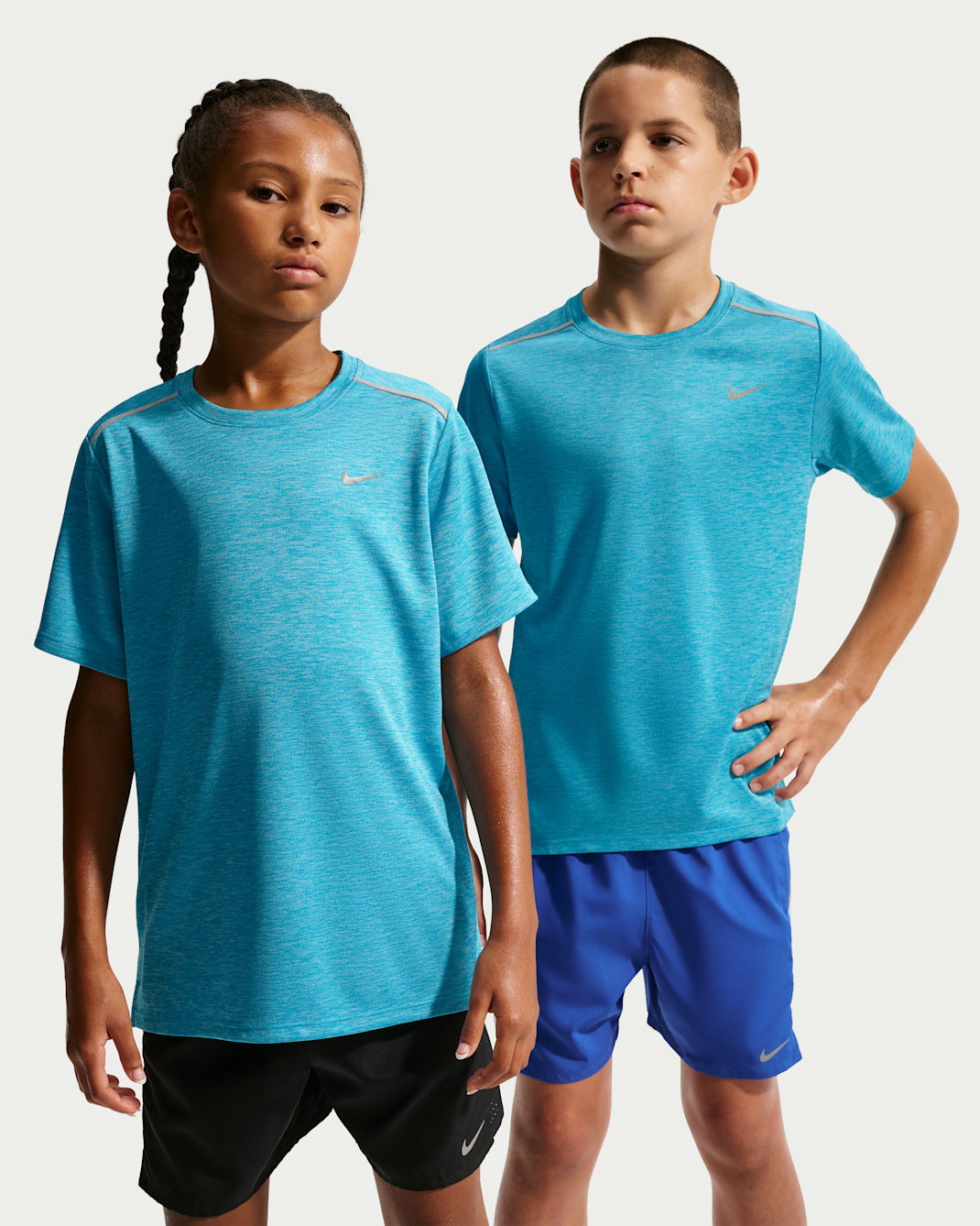 Nike Miler Older Kids' Dri-FIT Short-Sleeve Top - Light Current Blue/Glacier Blue/Heather