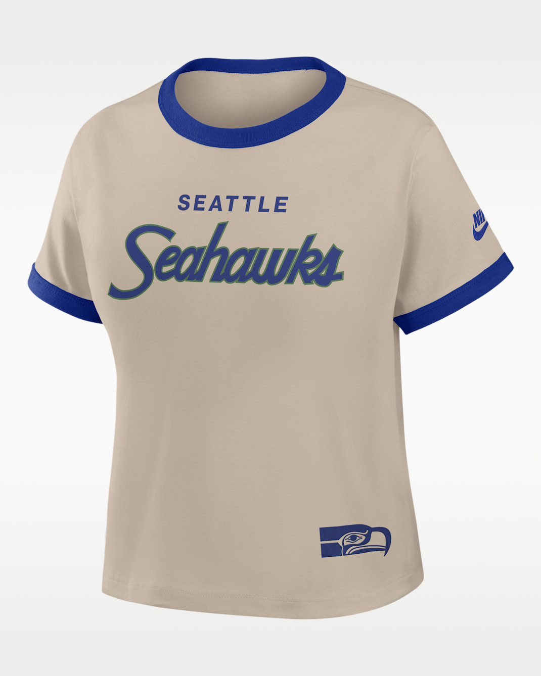 Seattle Seahawks Rewind Ringer Mod Women's Nike NFL Cropped T-Shirt - Cream/Old Royal