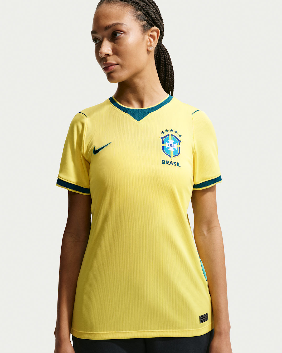 Maillot de foot Replica Nike Dri-FIT Brésil 2026 Stadium Domicile pour femme - Canary/Light Menta/Geode Teal