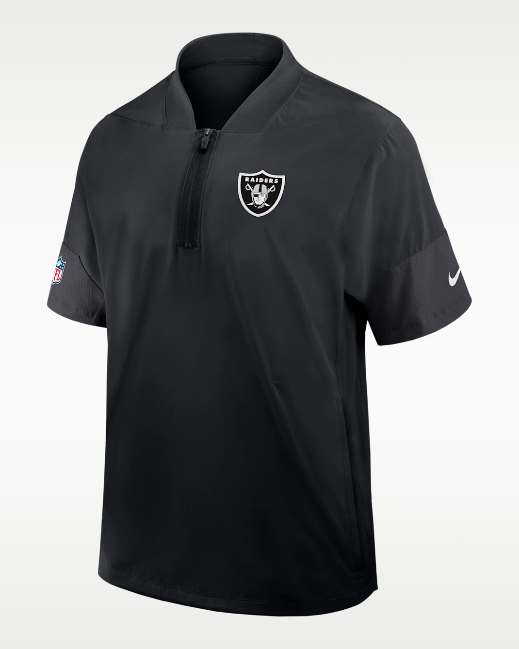 Las Vegas Raiders Sideline Coach Men's Nike NFL 1/2-Zip Short-Sleeve Jacket - Black