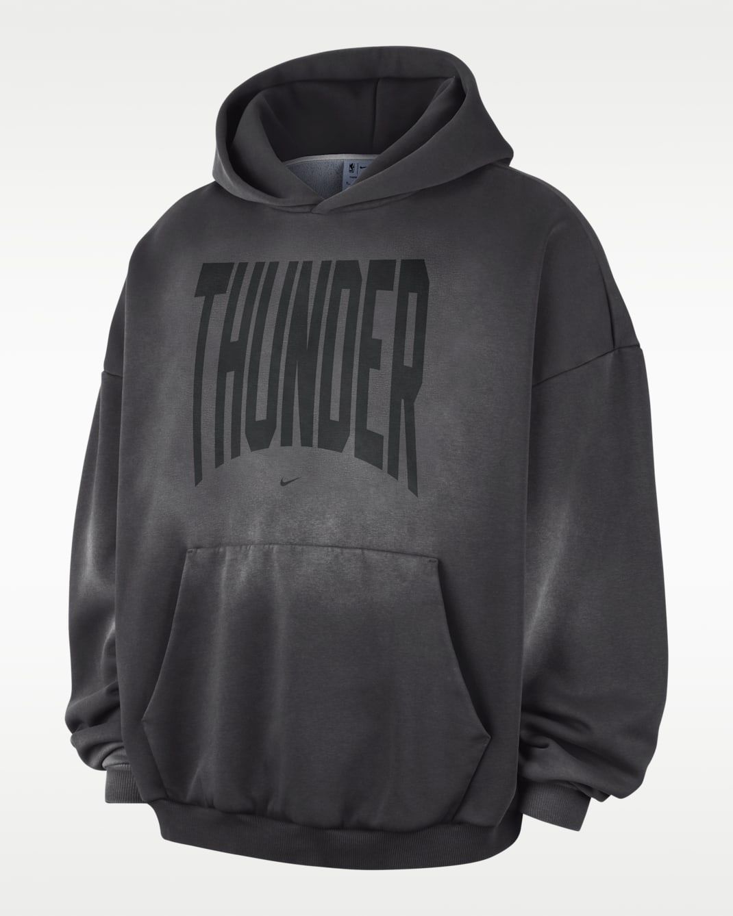 Oklahoma City Thunder Standard Issue Men's Therma-FIT Fleece Basketball Pullover Hoodie - Dark Charcoal/White