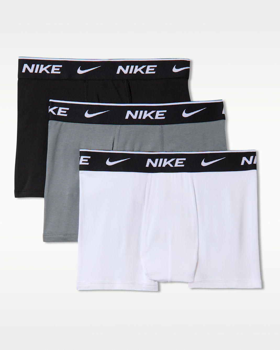 Boxers de algodão Nike Dri-FIT Everyday Solid Júnior (conjunto de 3) - Preto/Branco
