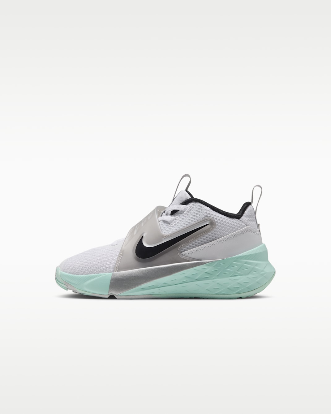 Nike Team Hustle D 12 Little Kids' Shoes - White/Mint Foam/Metallic Silver/Black