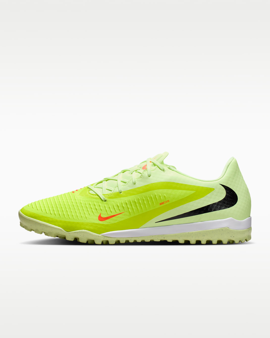 Nike Phantom 6 Low Academy-fodboldsko til grus - Hyper Crimson/Limelight/sort