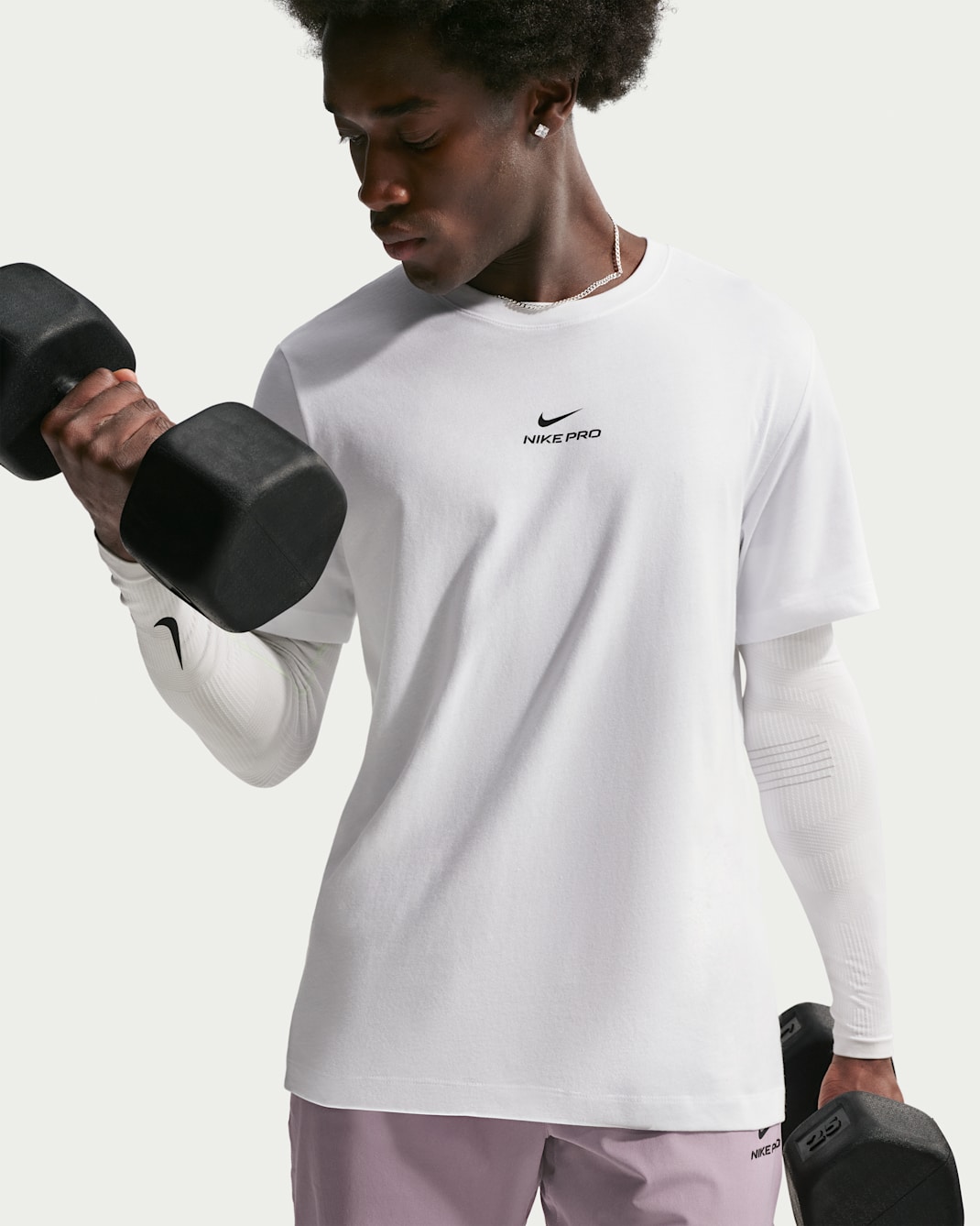 เสื้อยืดผู้ชาย Dri-FIT Nike Pro - ขาว/ดำ