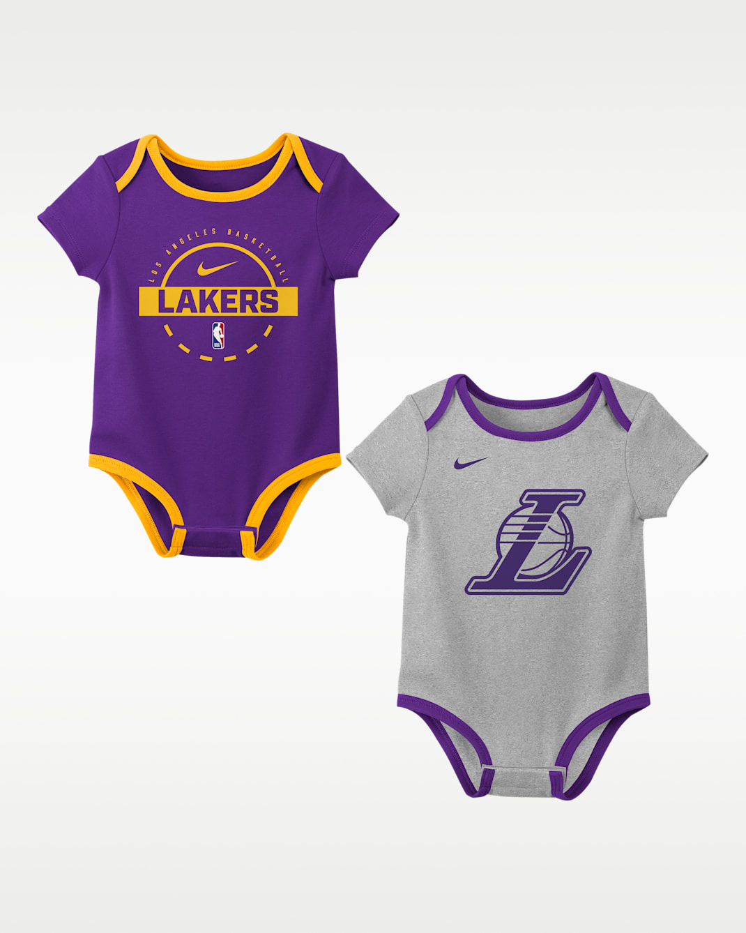 Los Angeles Lakers Baby NBA Bodysuits (2-Pack) - Field Purple/Grey Heather