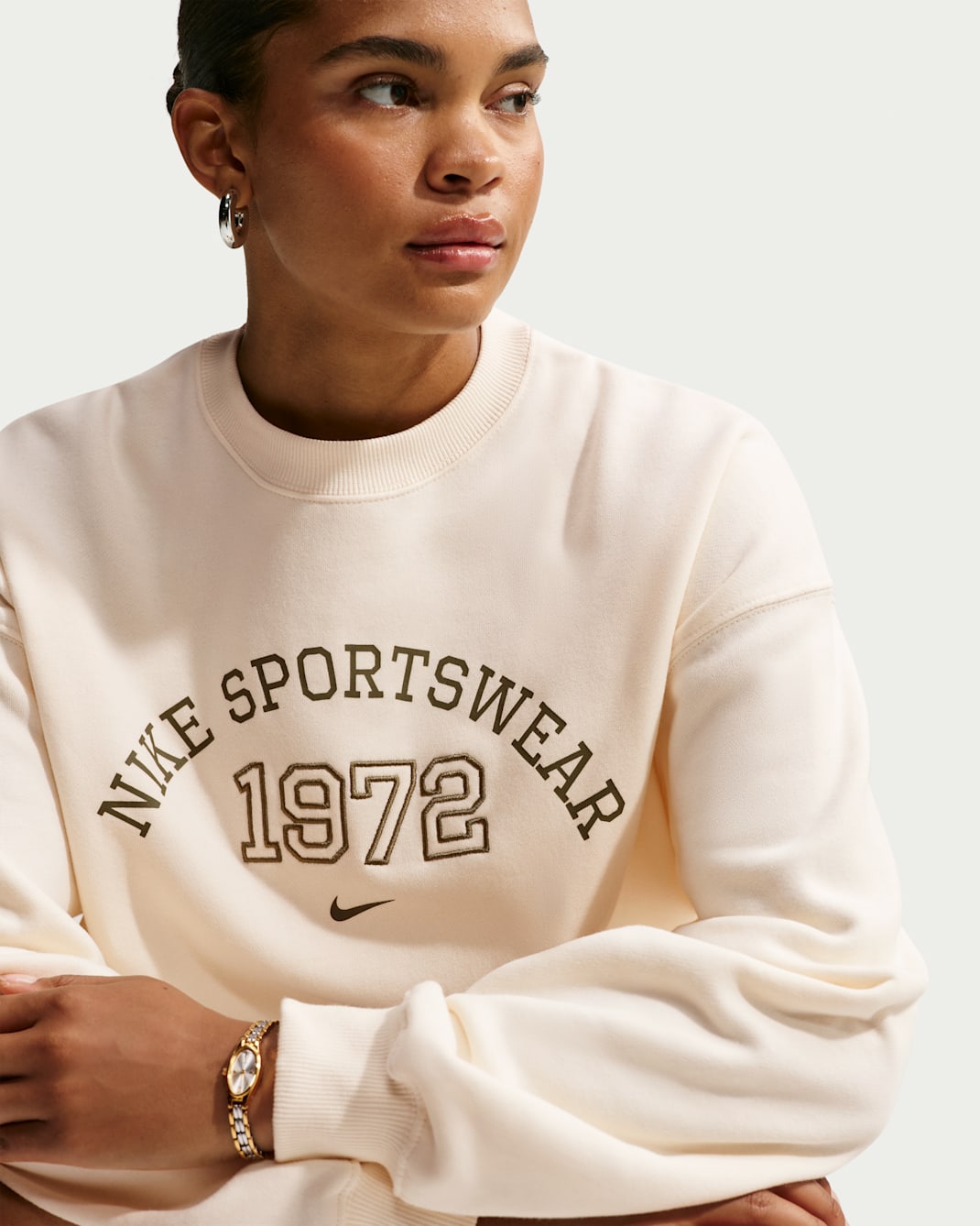 Haut oversize Nike Studio Fleece Medium Weight pour femme - Pale Ivory