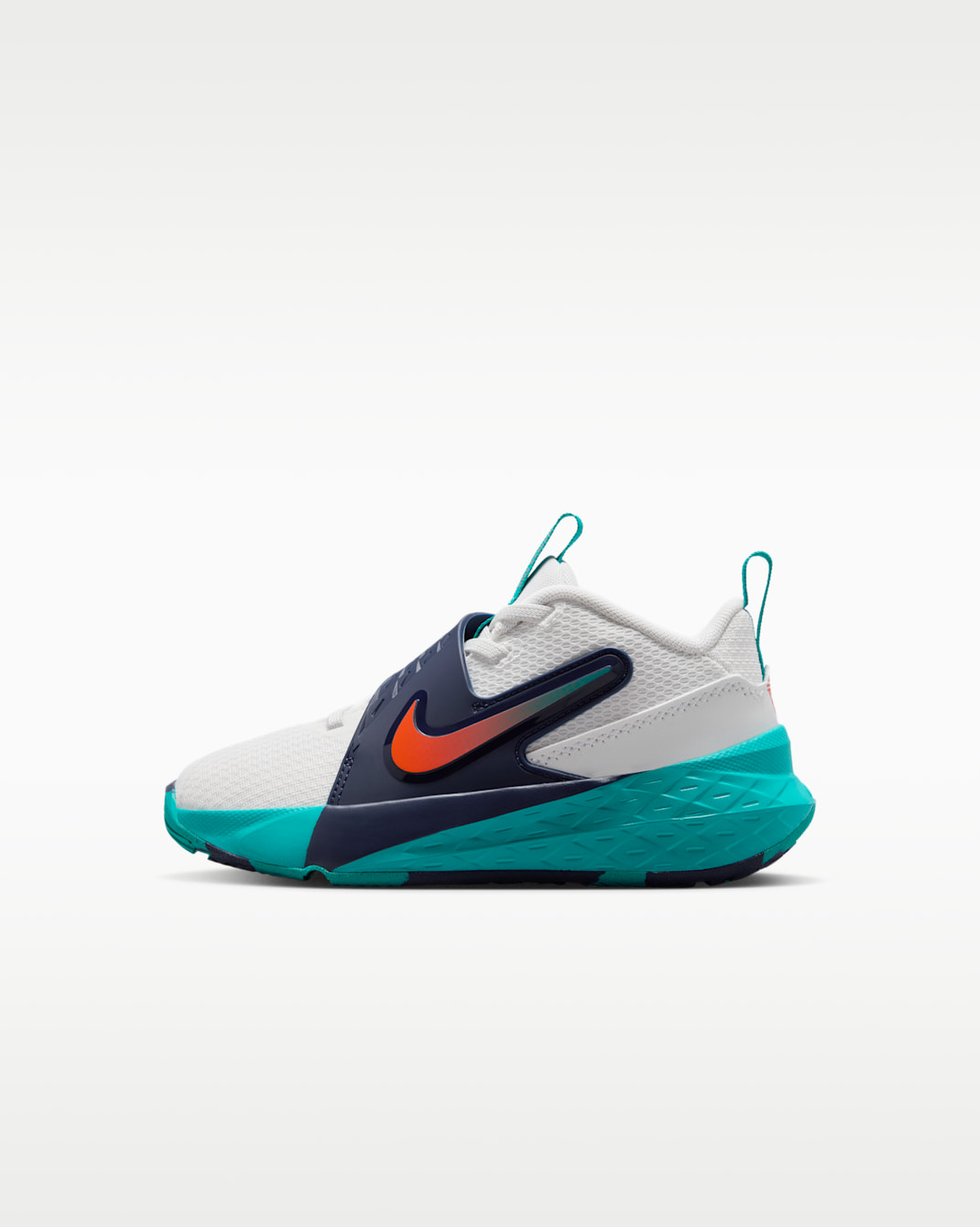 Nike Team Hustle D 12 Little Kids' Shoes - Summit White/Energy/Midnight Navy/Safety Orange