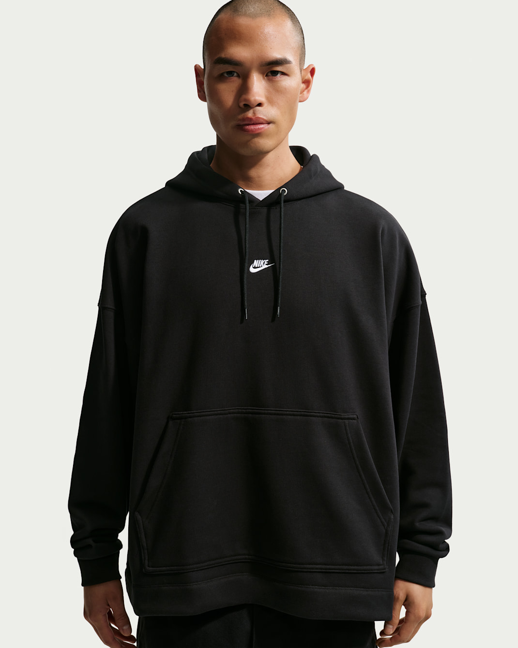 나이키 스포츠웨어 클럽 남성 오버사이즈 프렌치 테리 풀오버 후디 - 블랙/블랙/화이트