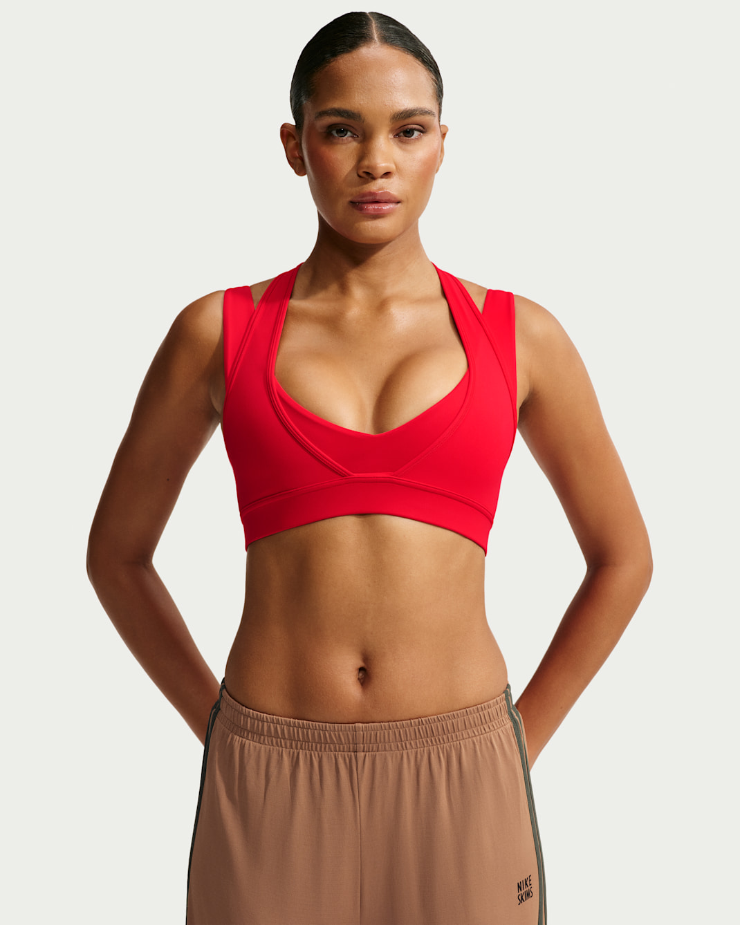 Plunge-BH NikeSKIMS Matte med dubbla lager för kvinnor - University Red