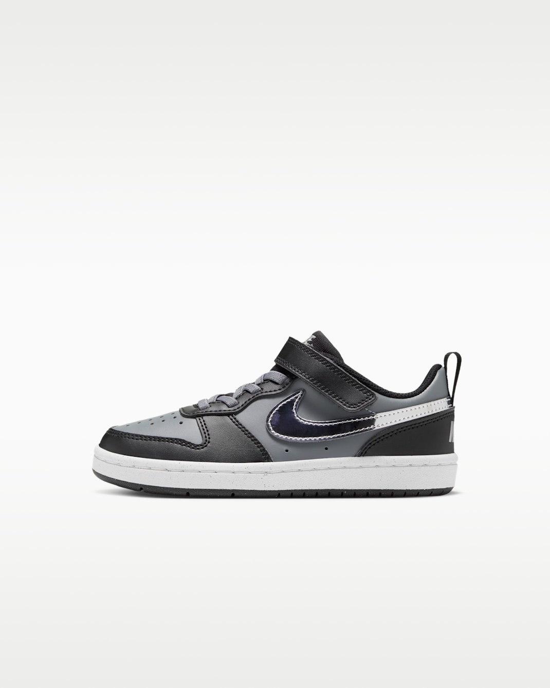 Nike Court Borough Low Younger Kids' Shoes - Black/Smoke Grey/Metallic Silver