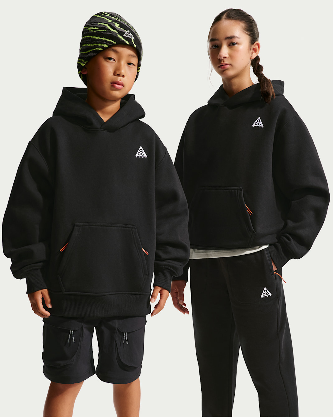 Sudadera con gorro holgada de tejido Fleece para niños talla grande Nike ACG - Negro