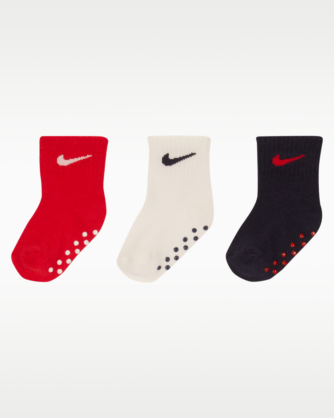 Meias antiderrapantes pelo tornozelo Swoosh Nike para bebé (3 pares) - Multicolor/Vermelho University