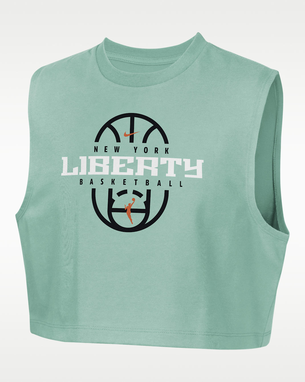 New York Liberty Nike Authentics Big Kids' (Girls') Sleeveless Cropped T-Shirt - Mint