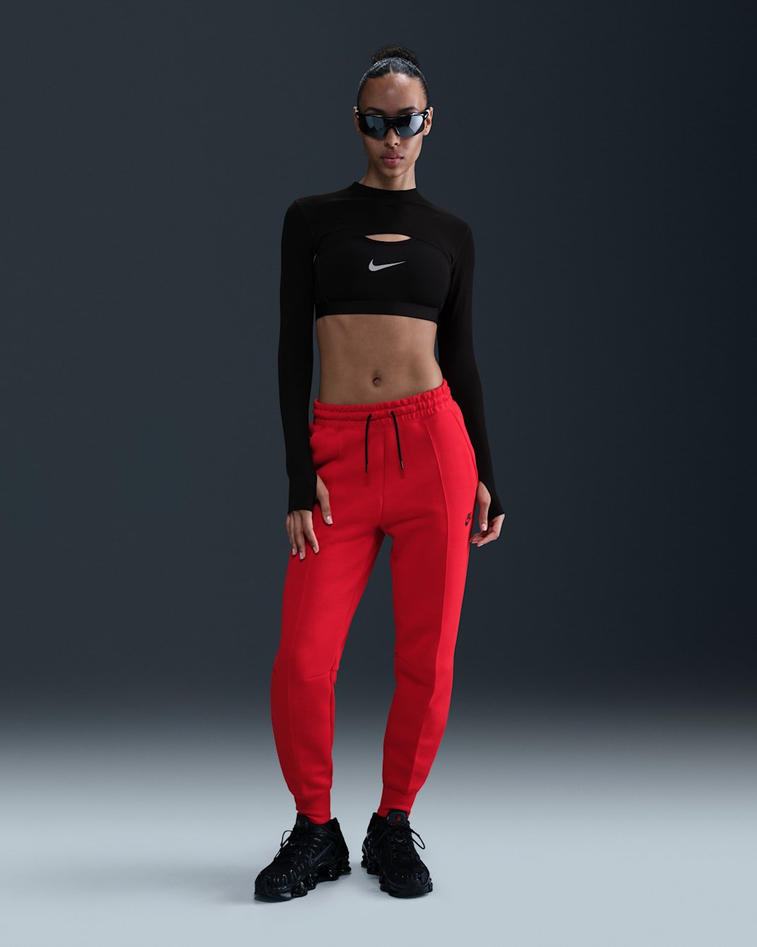 Nike Sportswear Tech Fleece Women's Mid-Rise Joggers - University Red/Black