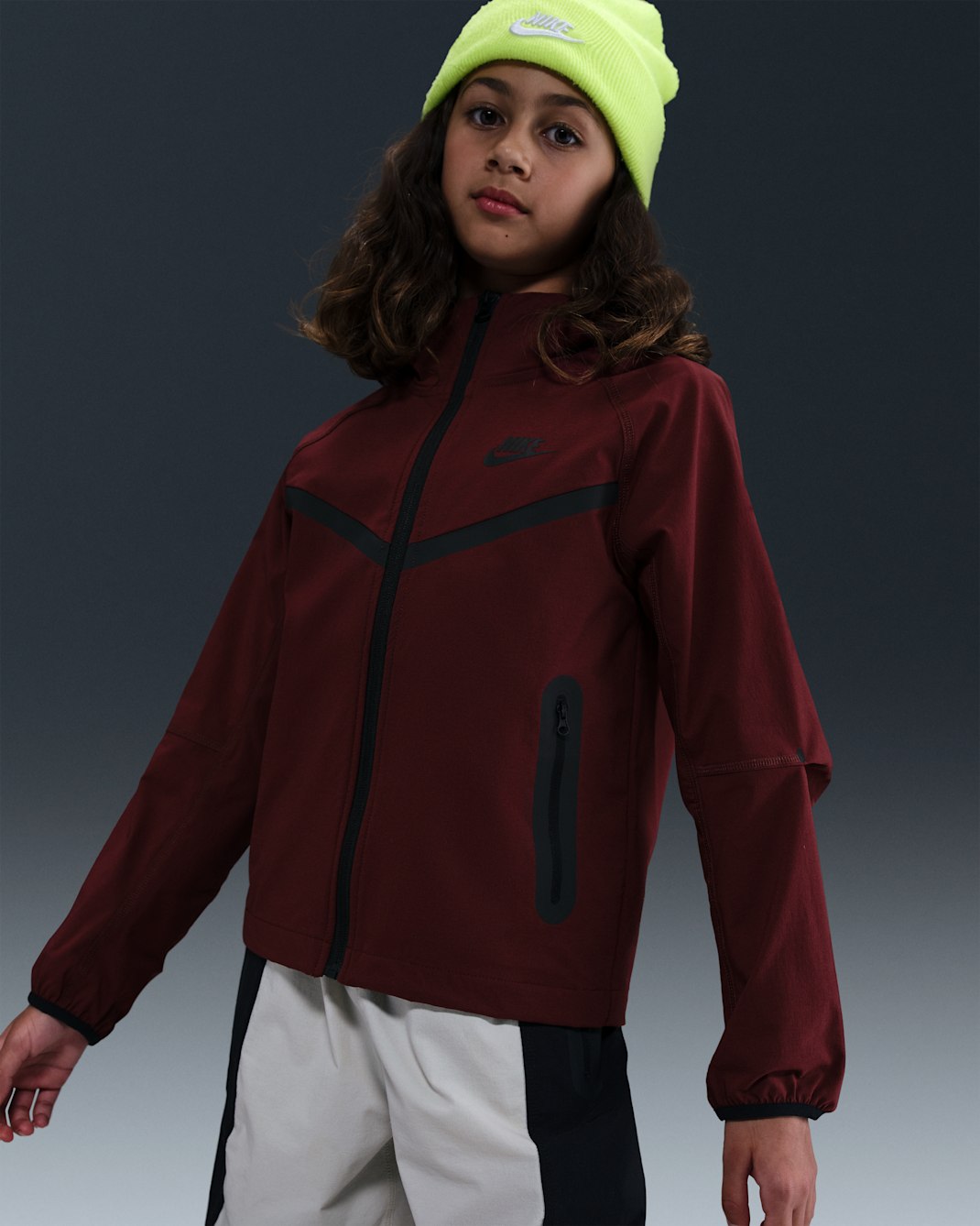 Nike Air vevd jakke til store barn (gutt) - Dark Team Red/Dark Team Red/Svart