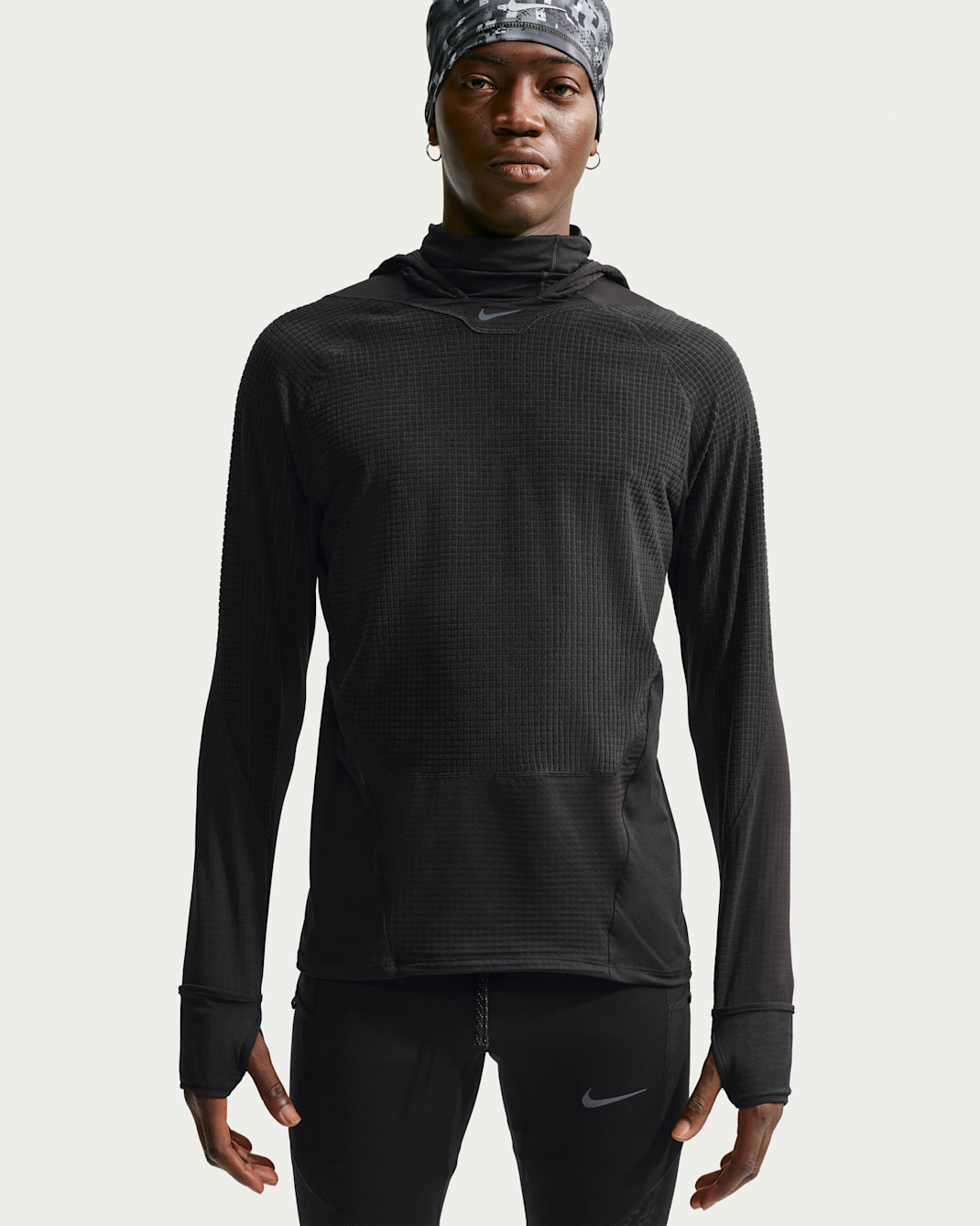 Vêtement deuxième couche de running d'hiver Therma-FIT Nike Stride pour homme - Noir/Noir/Noir