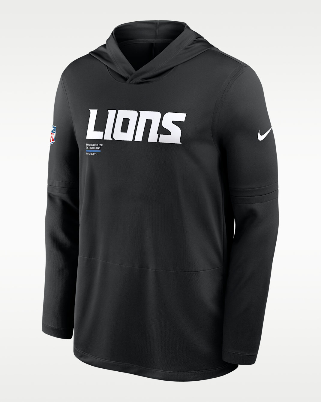 Playera de manga larga Nike Dri-FIT de la NFL con gorro para hombre Detroit Lions Pure Fury Sideline - Negro