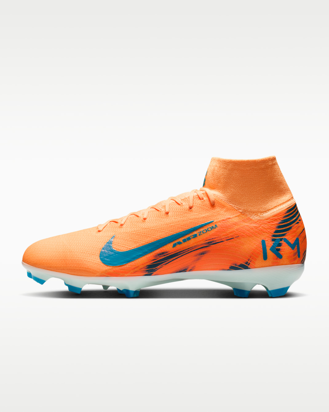 Nike Mercurial Superfly 10 Pro «Kylian Mbappé» høy fotballsko til gress - Melon Tint/Igloo/Neo Turquoise
