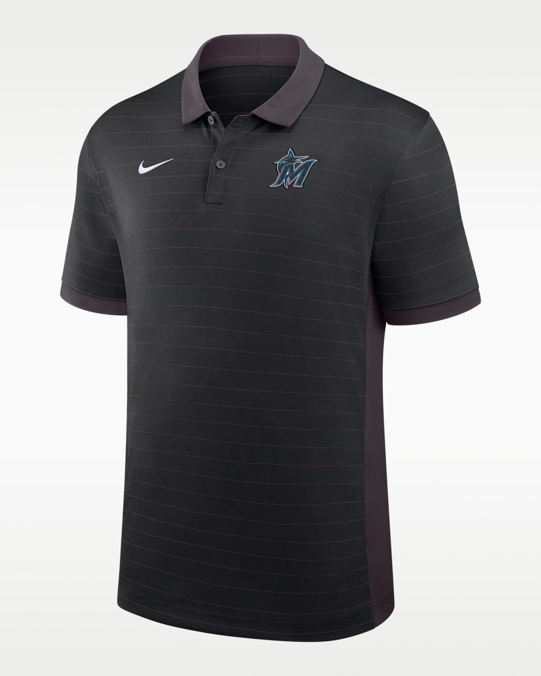 Miami Marlins Authentic Collection Striped Victory Men's Nike Dri-FIT MLB Polo - Black