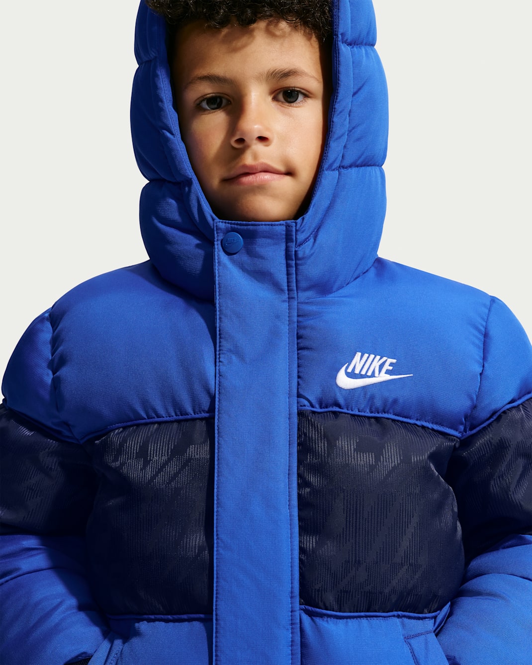 Nike Little Kids' Jacquard Logo Mixed Media Puffer Jacket