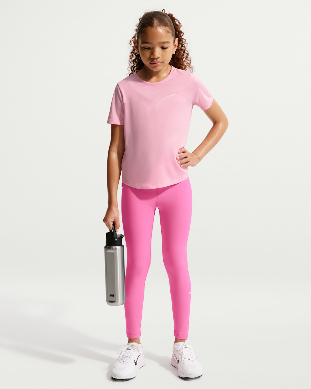 Nike One Leggings de cintura alta Dri-FIT - Nena - Playful Pink/Blanc